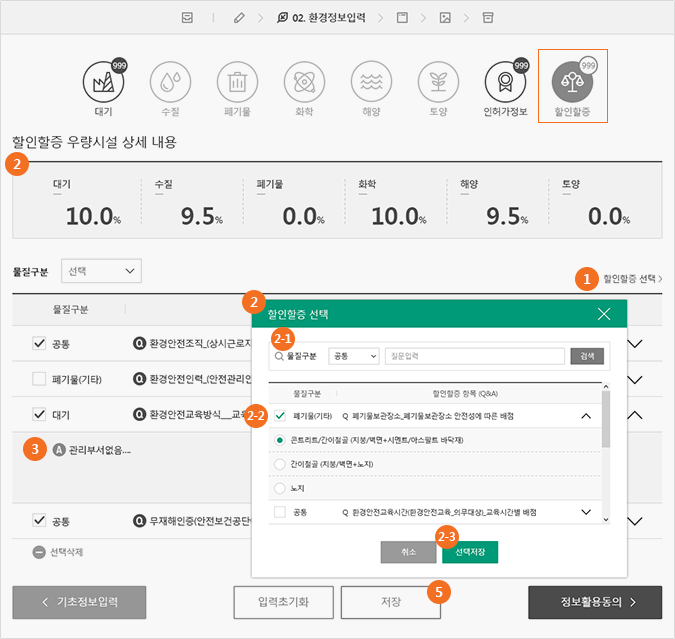 환경정보입력_할인할증 입력 순서 안내 이미지 입니다.